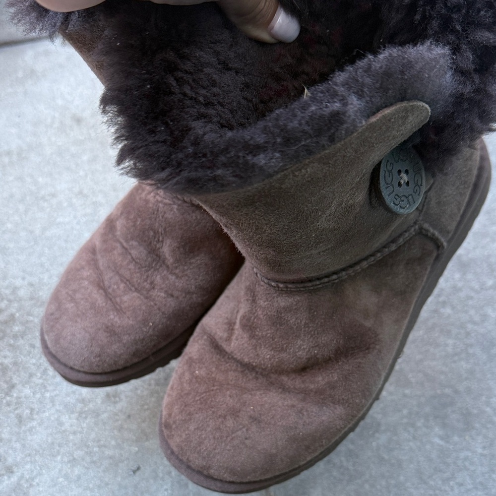UGG Chocolate Suede Boots with Shearling